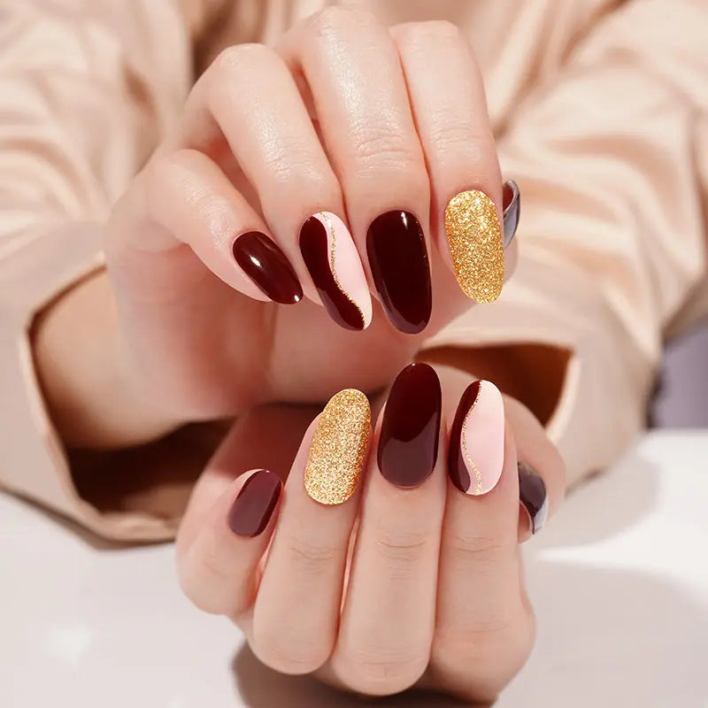 Customizable Abstract Glitter Gel Nail Stickers Wholesale Nail Wraps for Brands & OEM HUIZI