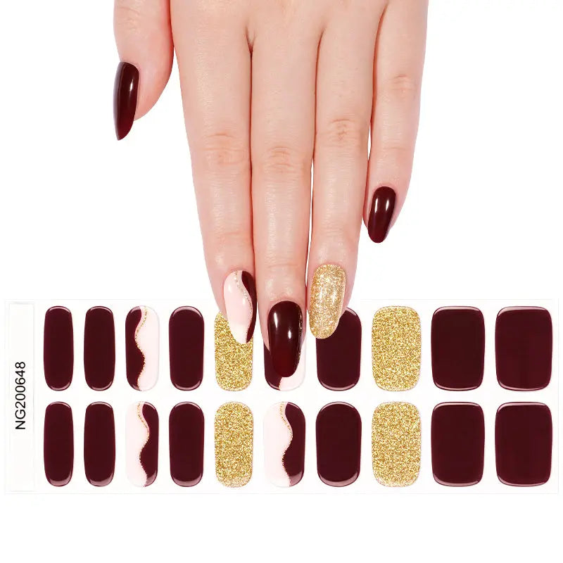 Customizable Abstract Glitter Gel Nail Stickers Wholesale Nail Wraps for Brands & OEM HUIZI