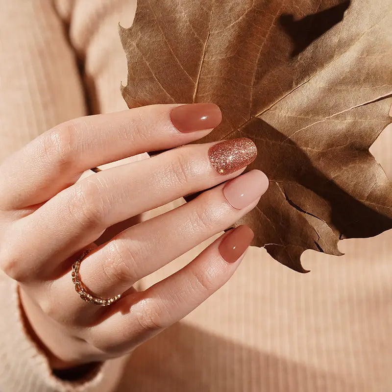 Customizable Autumn Glitter Gel Nail Stickers Wholesale Fall Nail Wraps for Brands OEM HUIZI