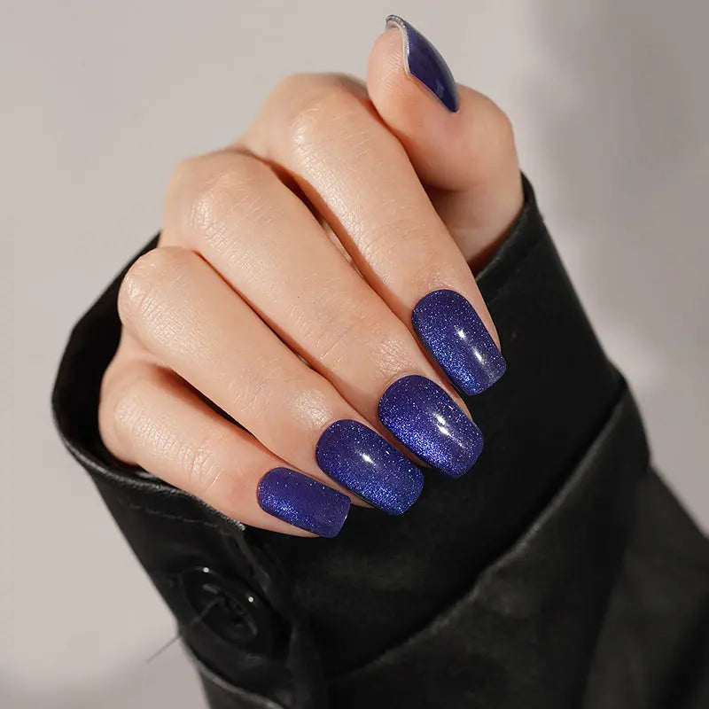 Customizable Blue Cat-eye Gel Nail Stickers Wholesale Nail Wraps for Brands OEM HUIZI