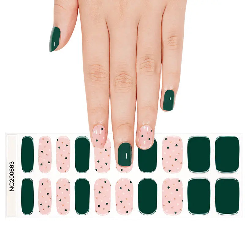 Customizable Christmas Gel Nail Stickers Wholesale Green Nail Wraps for Brands OEM HUIZI