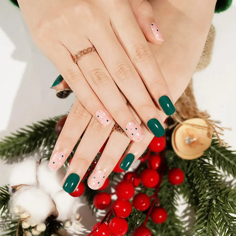 Customizable Christmas Gel Nail Stickers Wholesale Green Nail Wraps for Brands OEM HUIZI