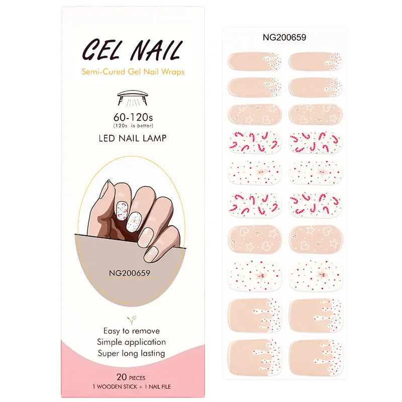 Customizable Christmas Gel Nail Stickers Wholesale Nail Wraps for Brands OEM HUIZI