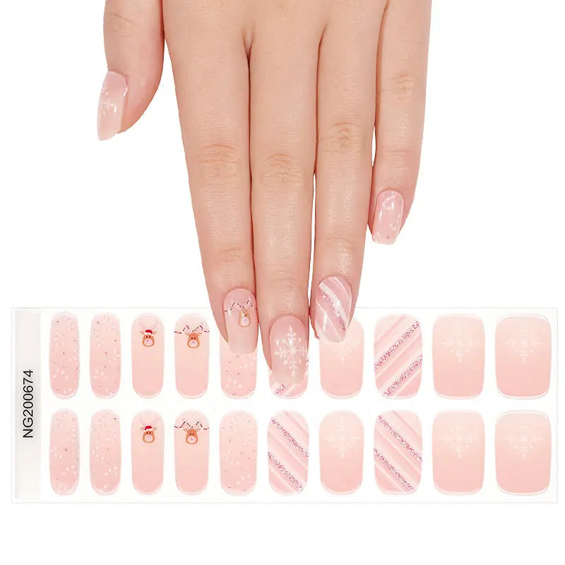 Customizable Christmas Reindeer Gel Nail Stickers Wholesale Nail Wraps for Brands OEM HUIZI