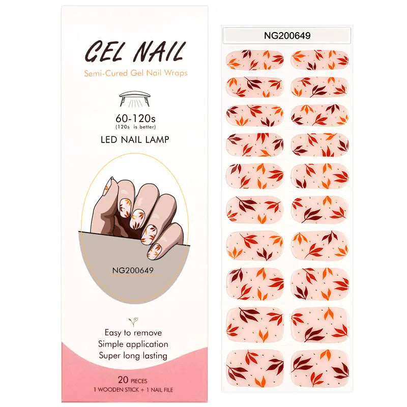 Customizable Fall Gel Nail Stickers Wholesale Leaves Nail Wraps for Brands OEM HUIZI