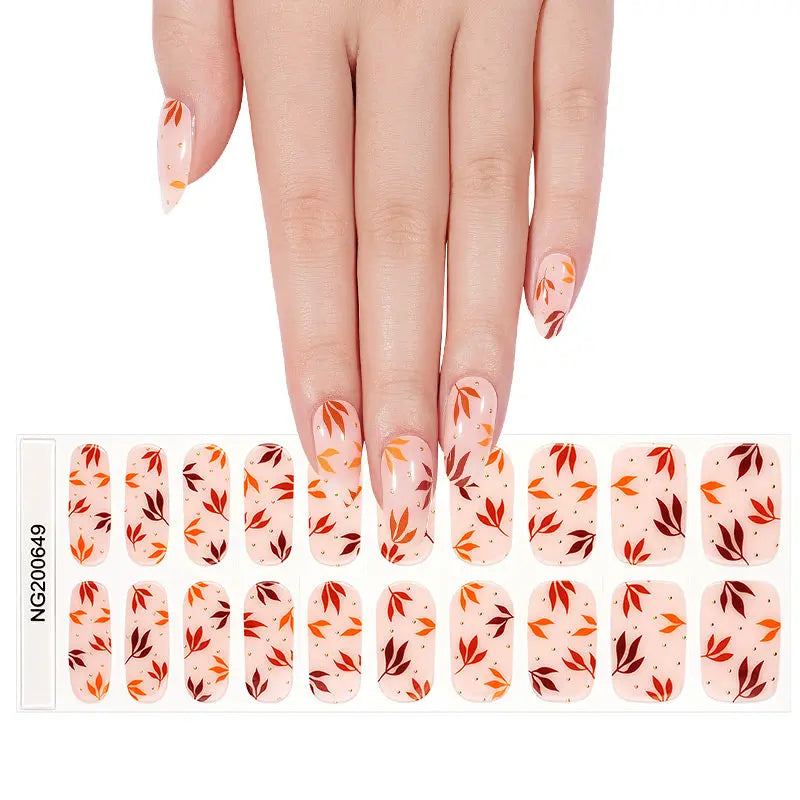 Customizable Fall Gel Nail Stickers Wholesale Leaves Nail Wraps for Brands OEM HUIZI