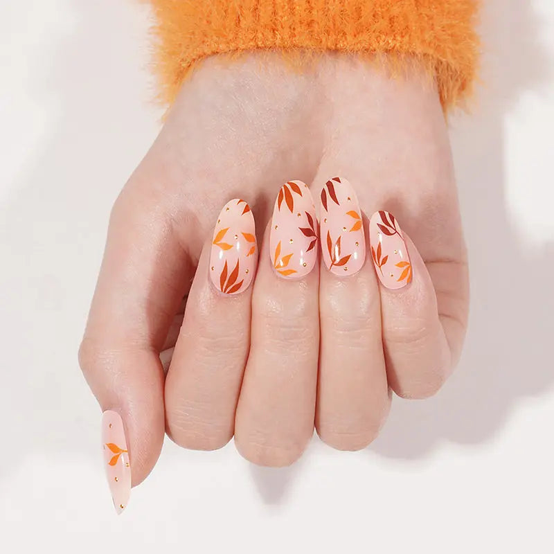Customizable Fall Gel Nail Stickers Wholesale Leaves Nail Wraps for Brands OEM HUIZI