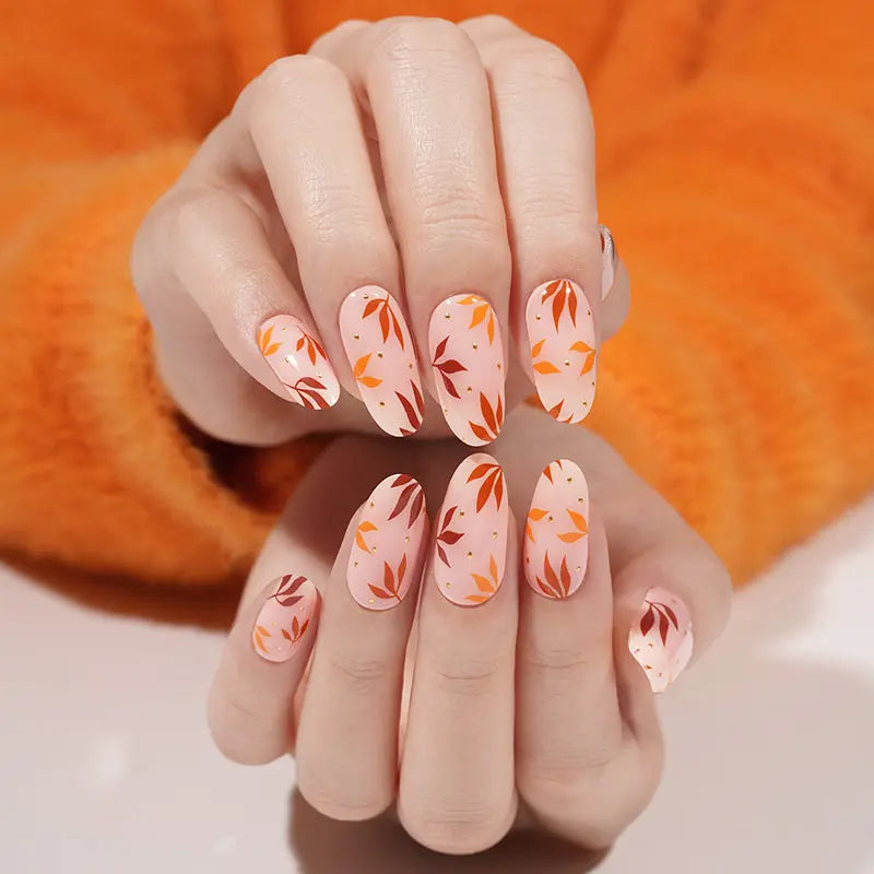Customizable Fall Gel Nail Stickers Wholesale Leaves Nail Wraps for Brands OEM HUIZI