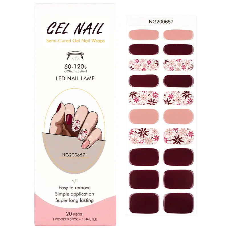 Customizable Floral Gel Nail Stickers Wholesale Fall Nail Wraps for Brands OEM HUIZI