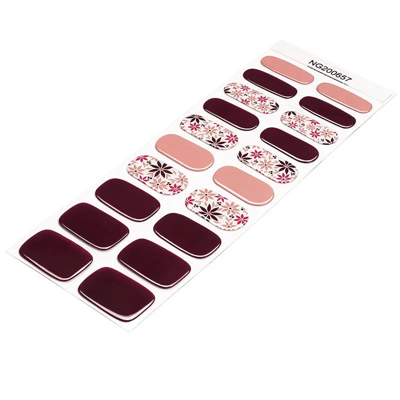 Customizable Floral Gel Nail Stickers Wholesale Fall Nail Wraps for Brands OEM HUIZI