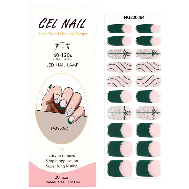 Customizable French Gel Nail Stickers Wholesale Christmas Nail Wraps for Brands OEM HUIZI