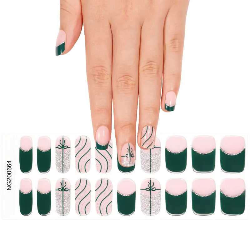 Customizable French Gel Nail Stickers Wholesale Christmas Nail Wraps for Brands OEM HUIZI