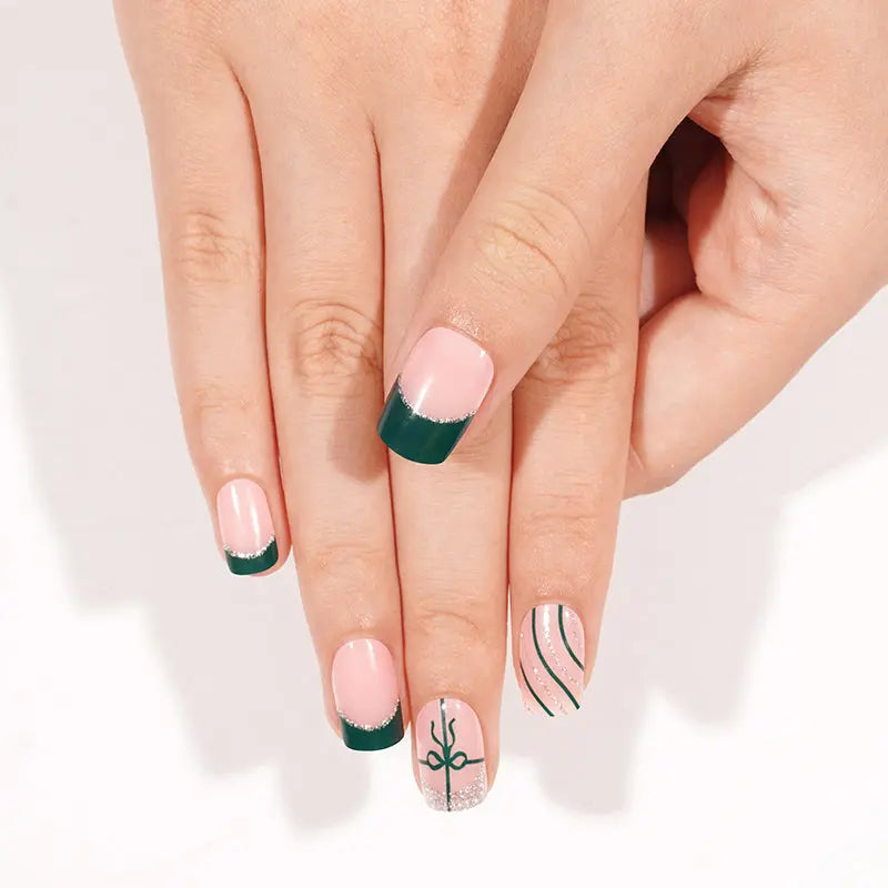 Customizable French Gel Nail Stickers Wholesale Christmas Nail Wraps for Brands OEM HUIZI