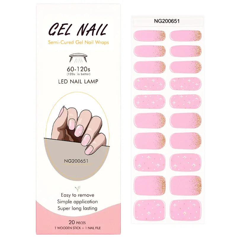 Customizable Glitter Gel Nail Stickers Wholesale Star Nail Wraps for Brands HUIZI