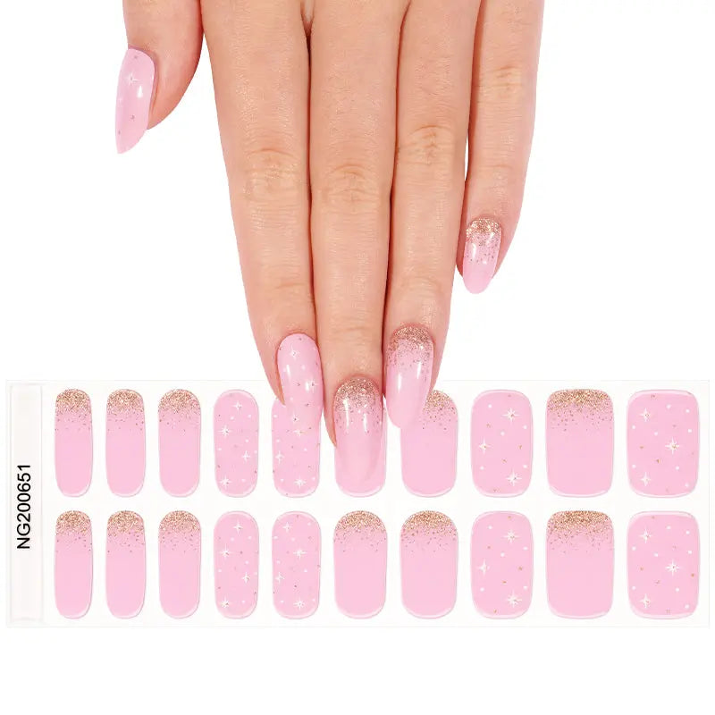 Customizable Glitter Gel Nail Stickers Wholesale Star Nail Wraps for Brands HUIZI