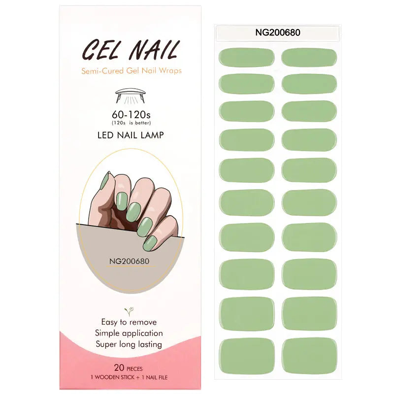 Customizable Green Gel Nail Stickers Wholesale Nail Wraps for Brands OEM HUIZI