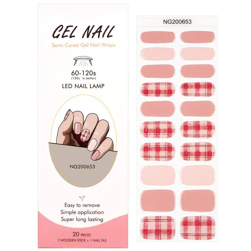 Customizable Grid Gel Nail Stickers Wholesale Plaid Nail Wraps for Brands OEM HUIZI