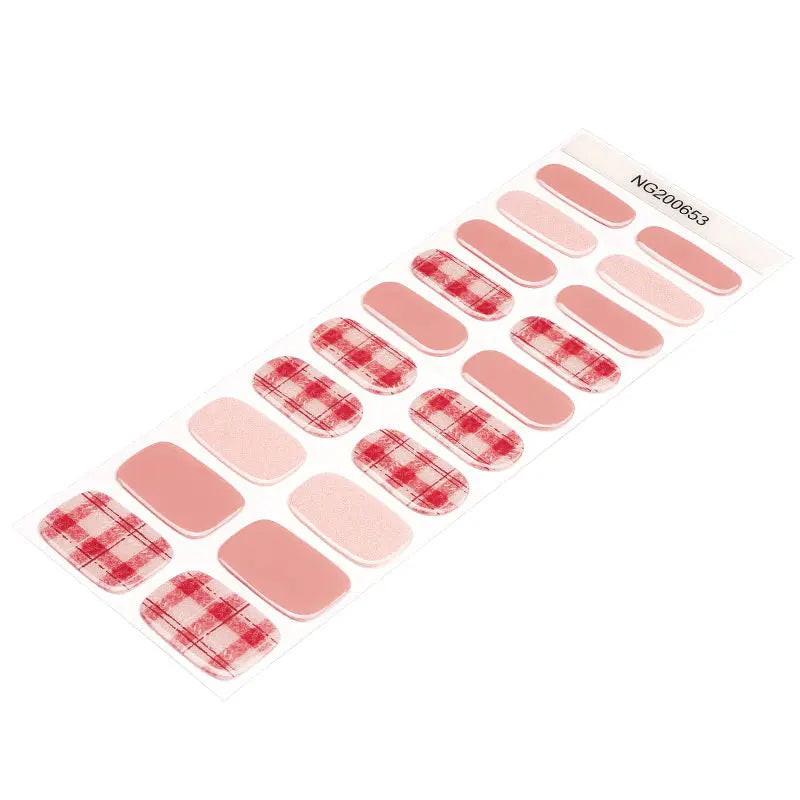 Customizable Grid Gel Nail Stickers Wholesale Plaid Nail Wraps for Brands OEM HUIZI