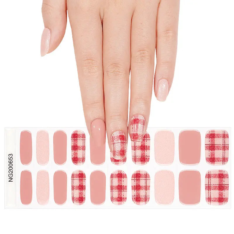 Customizable Grid Gel Nail Stickers Wholesale Plaid Nail Wraps for Brands OEM HUIZI