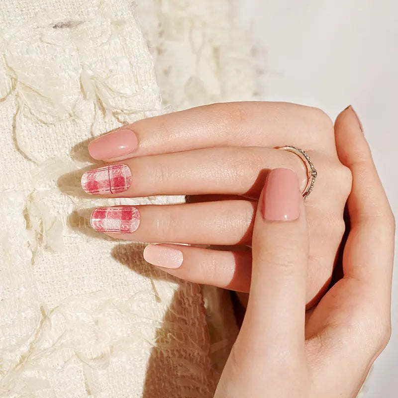 Customizable Grid Gel Nail Stickers Wholesale Plaid Nail Wraps for Brands OEM HUIZI