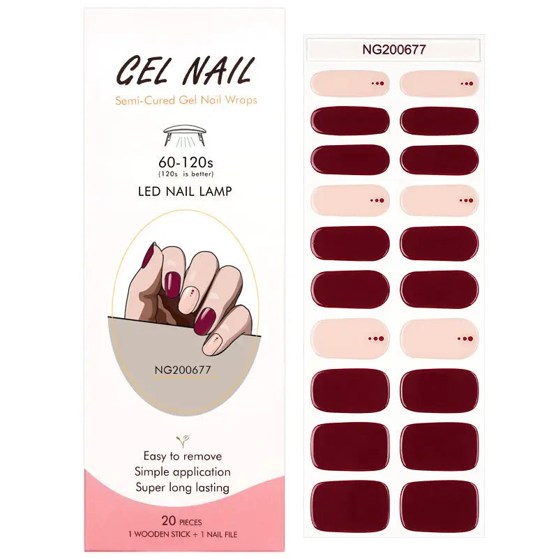 Customizable Minimalism Gel Nail Stickers Wholesale Red Nail Wraps for Brands OEM HUIZI