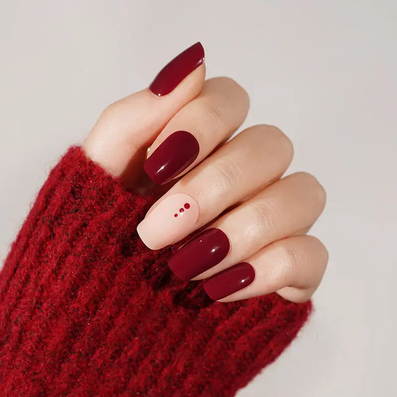 Customizable Minimalism Gel Nail Stickers Wholesale Red Nail Wraps for Brands OEM HUIZI