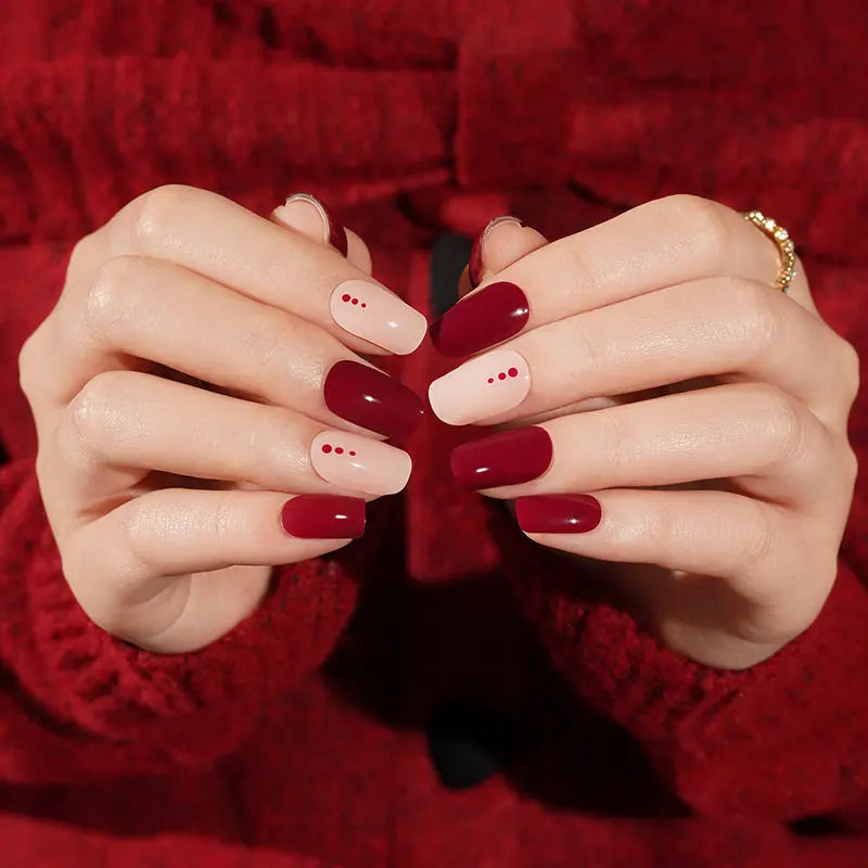 Customizable Minimalism Gel Nail Stickers Wholesale Red Nail Wraps for Brands OEM HUIZI