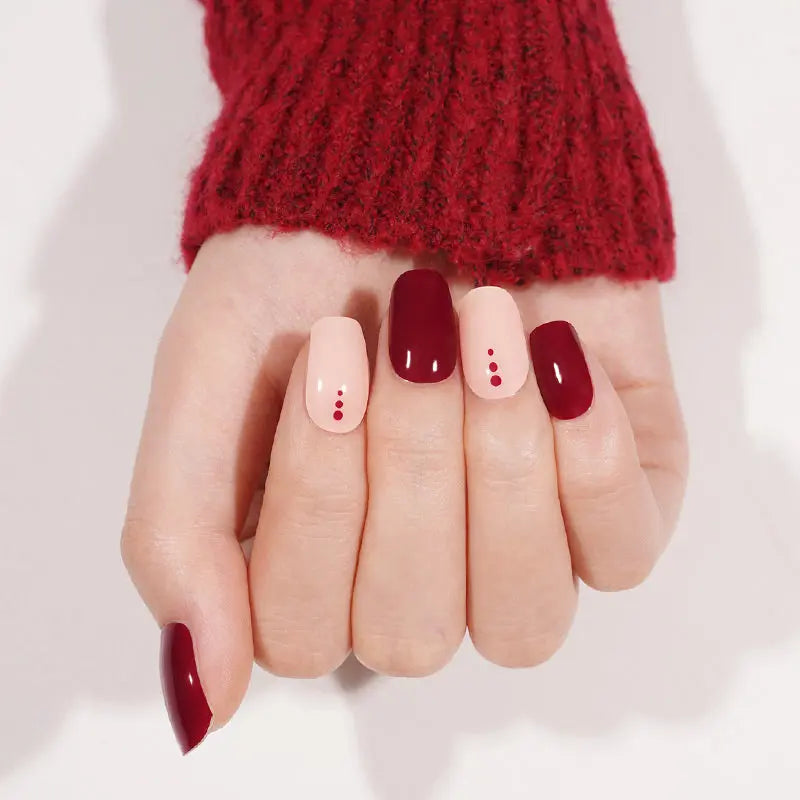 Customizable Minimalism Gel Nail Stickers Wholesale Red Nail Wraps for Brands OEM HUIZI