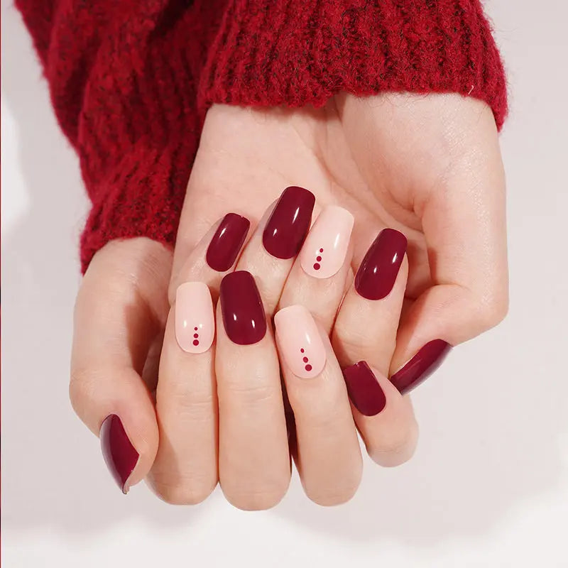 Customizable Minimalism Gel Nail Stickers Wholesale Red Nail Wraps for Brands OEM HUIZI