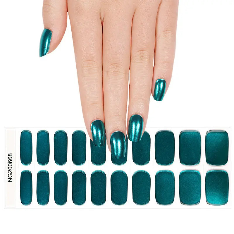 Customizable Mirror Gel Nail Stickers Wholesale Green Nail Wraps for Brands OEM HUIZI