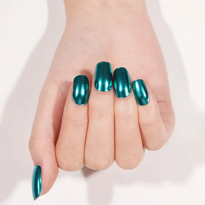 Customizable Mirror Gel Nail Stickers Wholesale Green Nail Wraps for Brands OEM HUIZI