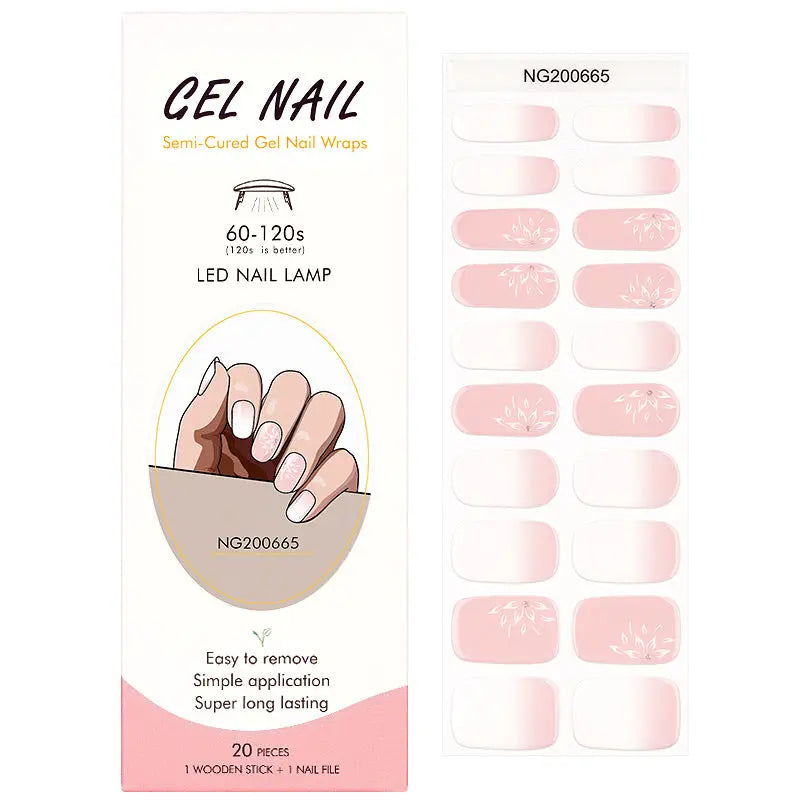 Customizable Ombre Gel Nail Stickers Wholesale Floral Nail Wraps for Brands OEM HUIZI