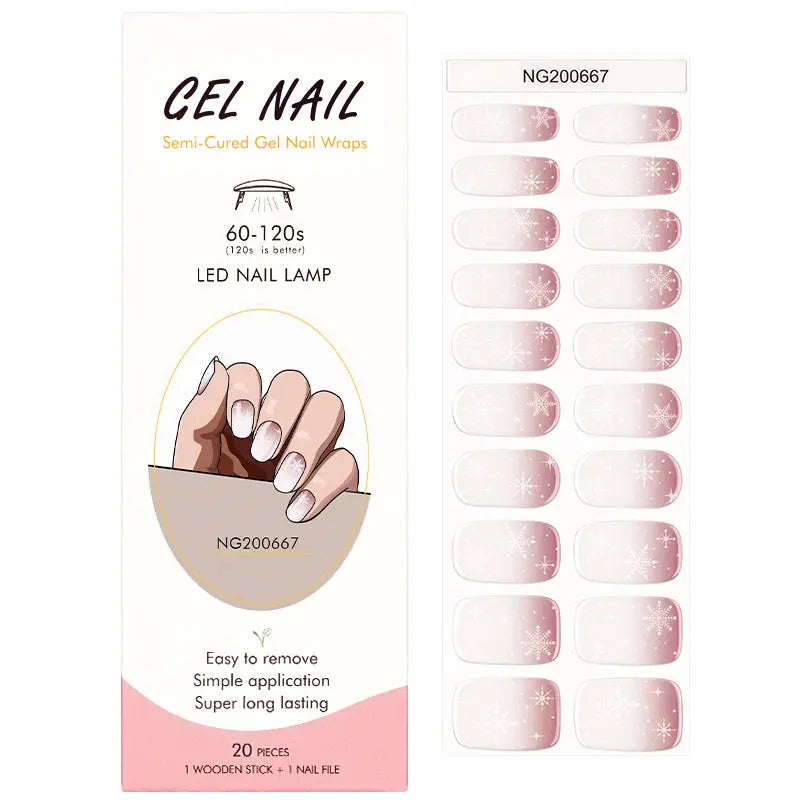 Customizable Ombre Gel Nail Stickers Wholesale Snowflake Nail Wraps for Brands OEM HUIZI