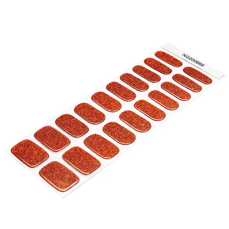 Customizable Orange Glitter Gel Nail Stickers Wholesale Nail Wraps for Brands OEM HUIZI