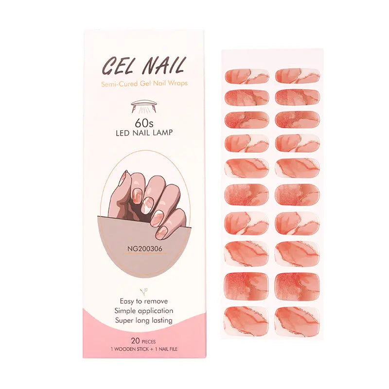 Customizable Pink Marbled Gel Nail Stickers For Wholesale - Huizi HUIZI