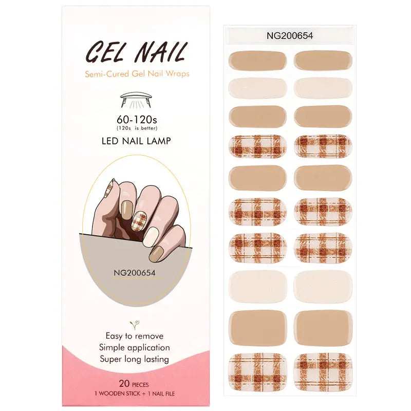 Customizable Plaid Gel Nail Stickers Wholesale Nail Wraps for Brands OEM HUIZI