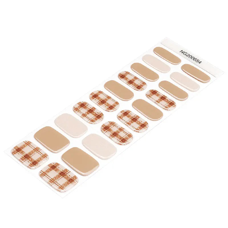 Customizable Plaid Gel Nail Stickers Wholesale Nail Wraps for Brands OEM HUIZI