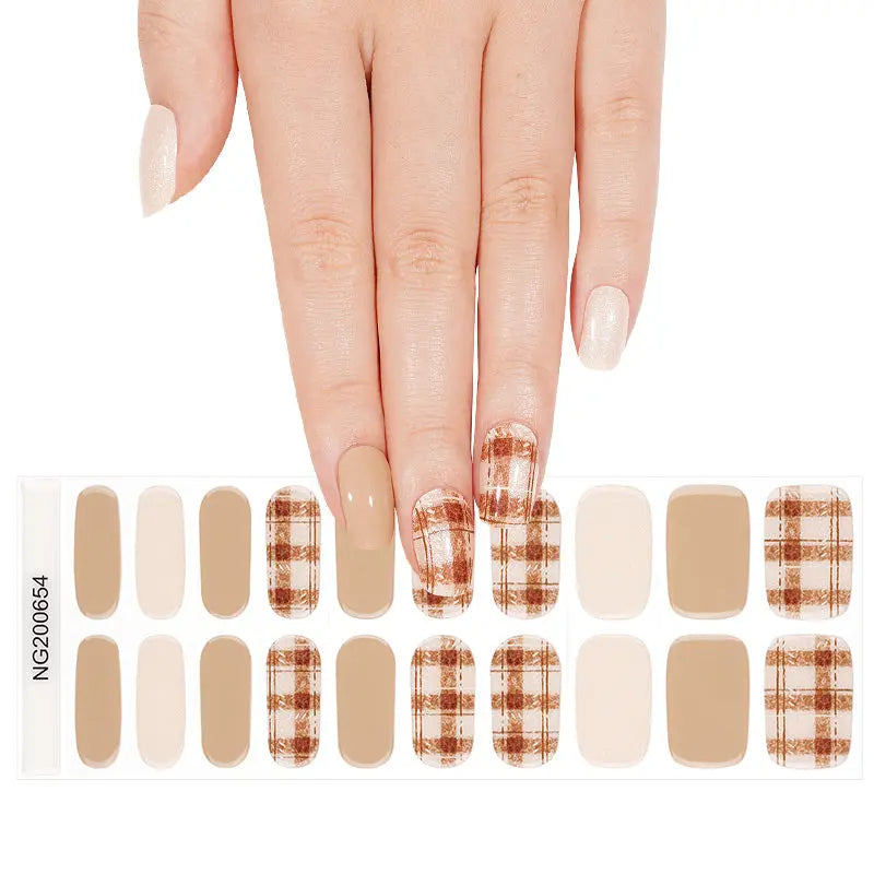 Customizable Plaid Gel Nail Stickers Wholesale Nail Wraps for Brands OEM HUIZI