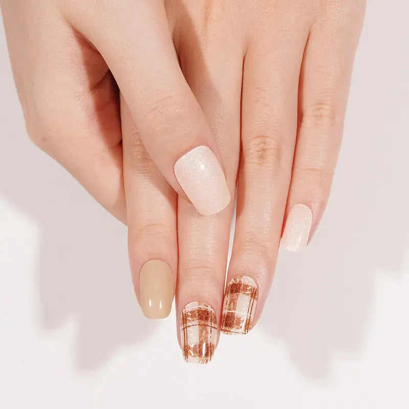 Customizable Plaid Gel Nail Stickers Wholesale Nail Wraps for Brands OEM HUIZI