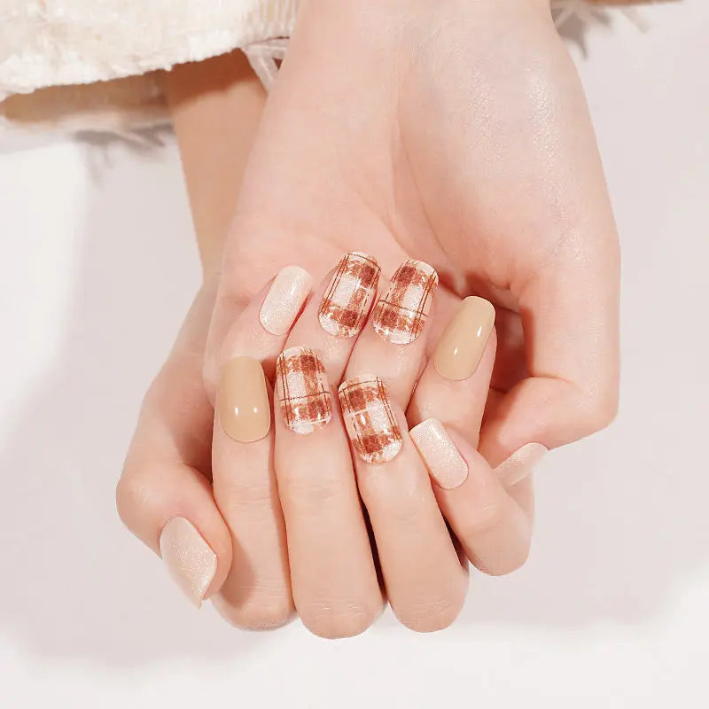 Customizable Plaid Gel Nail Stickers Wholesale Nail Wraps for Brands OEM HUIZI