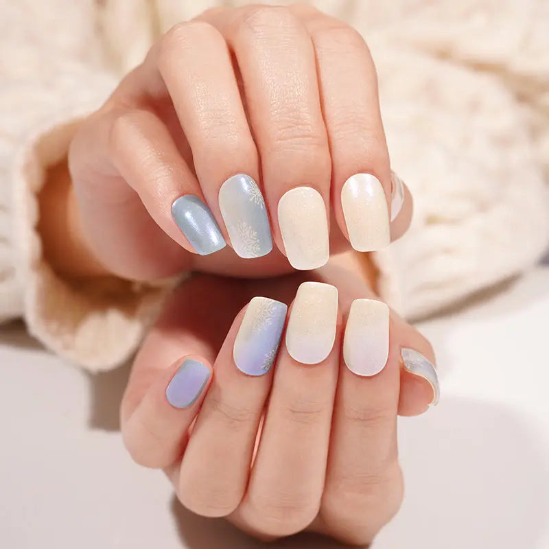 Customizable Winter Gel Nail Stickers Wholesale Snowflake Nail Wraps for Brands OEM HUIZI