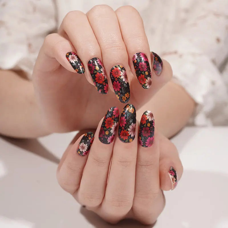 Dark Easter Nails Wholesale Spring Color Nail Stickers Custom Flower Nails HUIZI