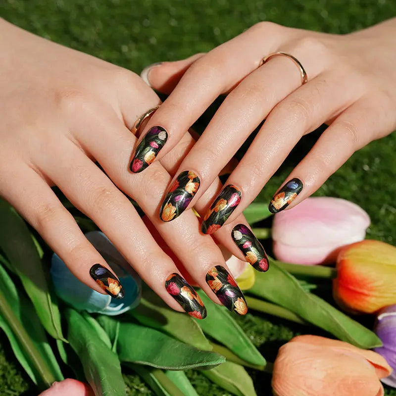 Dark Easter Nails Wholesale Tulip Nail Stickers HUIZI