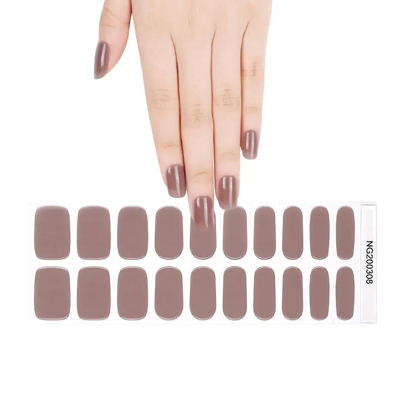 Diy Easy-To-Apply Brown Gel Nail Wraps - Long-Lasting, Home Manicure Set - Huizi HUIZI