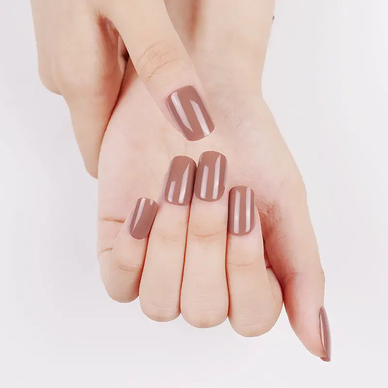 Diy Easy-To-Apply Brown Gel Nail Wraps - Long-Lasting, Home Manicure Set - Huizi HUIZI