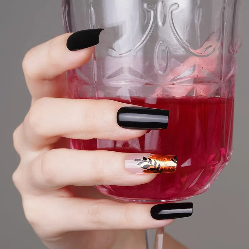 Maroon Leaf Nail Art Wraps