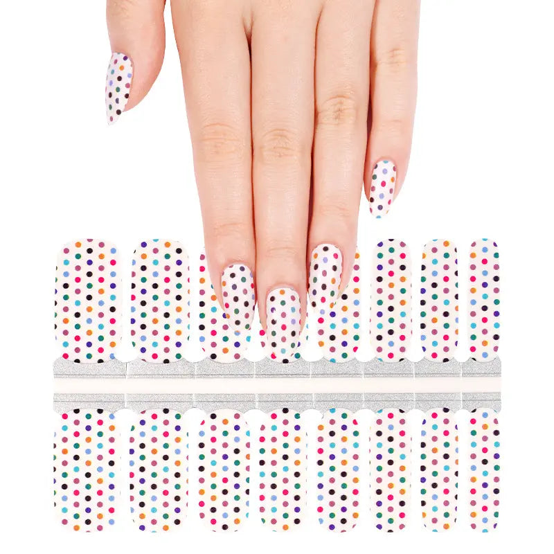 Factory Supplier Romantic Polka Dot Nail Wraps Wholesale Nail Polish Sticker HUIZI