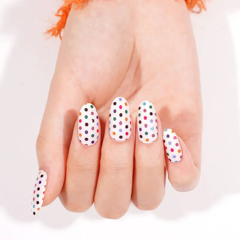 Factory Supplier Romantic Polka Dot Nail Wraps Wholesale Nail Polish Sticker HUIZI