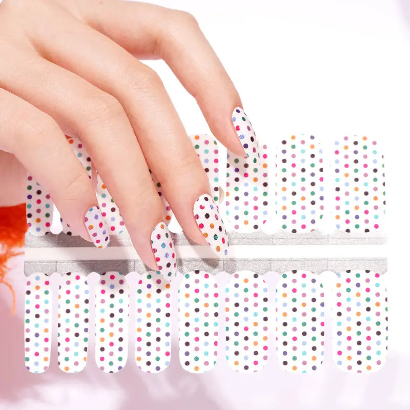 Factory Supplier Romantic Polka Dot Nail Wraps Wholesale Nail Polish Sticker HUIZI