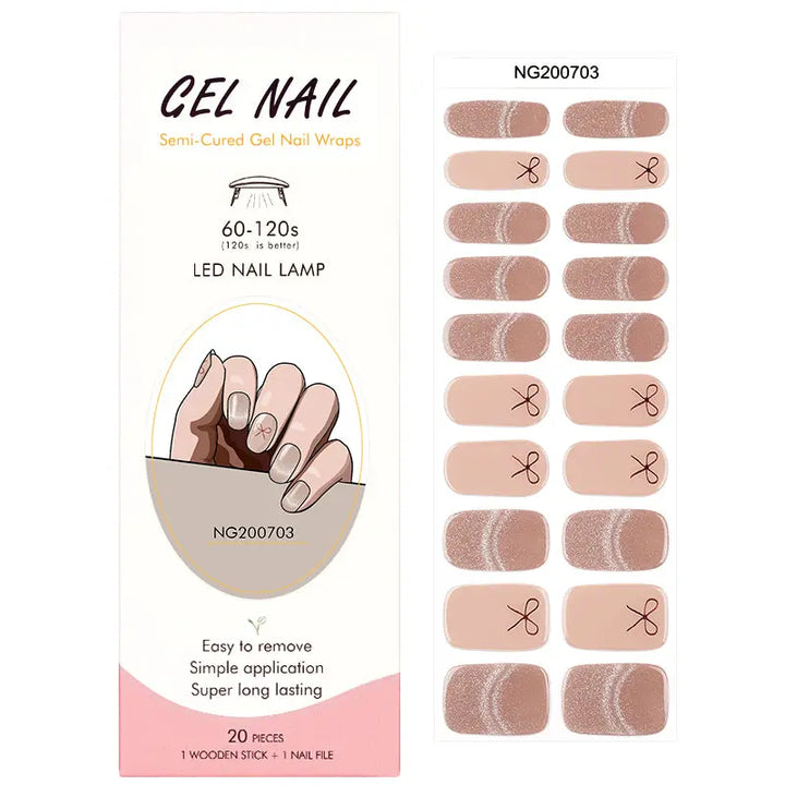 French Cat-eye Semi-Cured Gel Nail Wraps Private Label OEM Wholesale